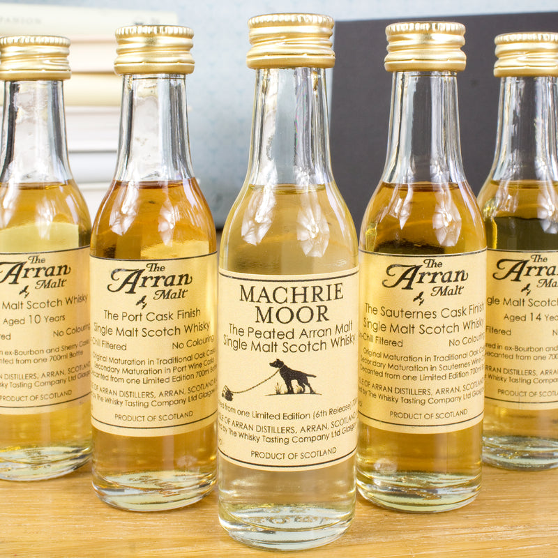 The Arran malt set of 5 miniature whiskies