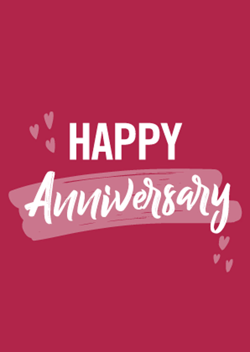 Red Anniversary hearts card with gin, whisky, vodka, brandy or rum
