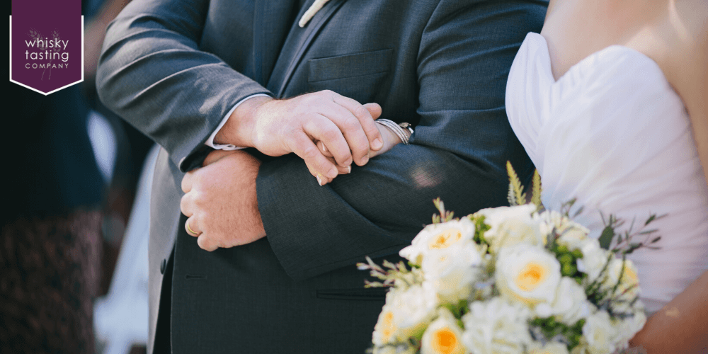 father and daughter at wedding after receiving a father of the bride gift
