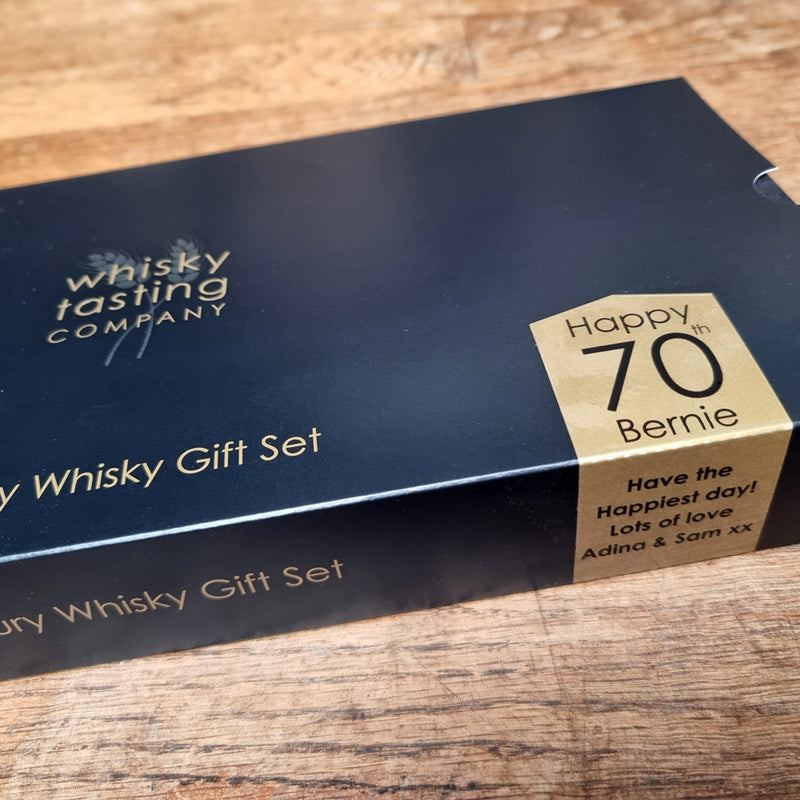 70th birthday Peaty and Islay whisky gift set