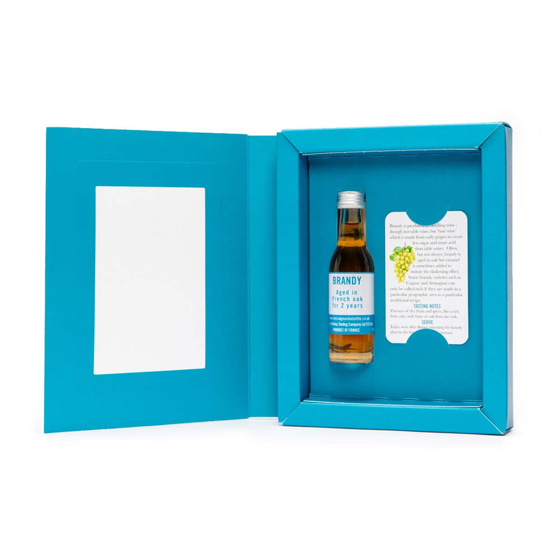 Personalised "Happy Engagement" card with miniature whisky or gin
