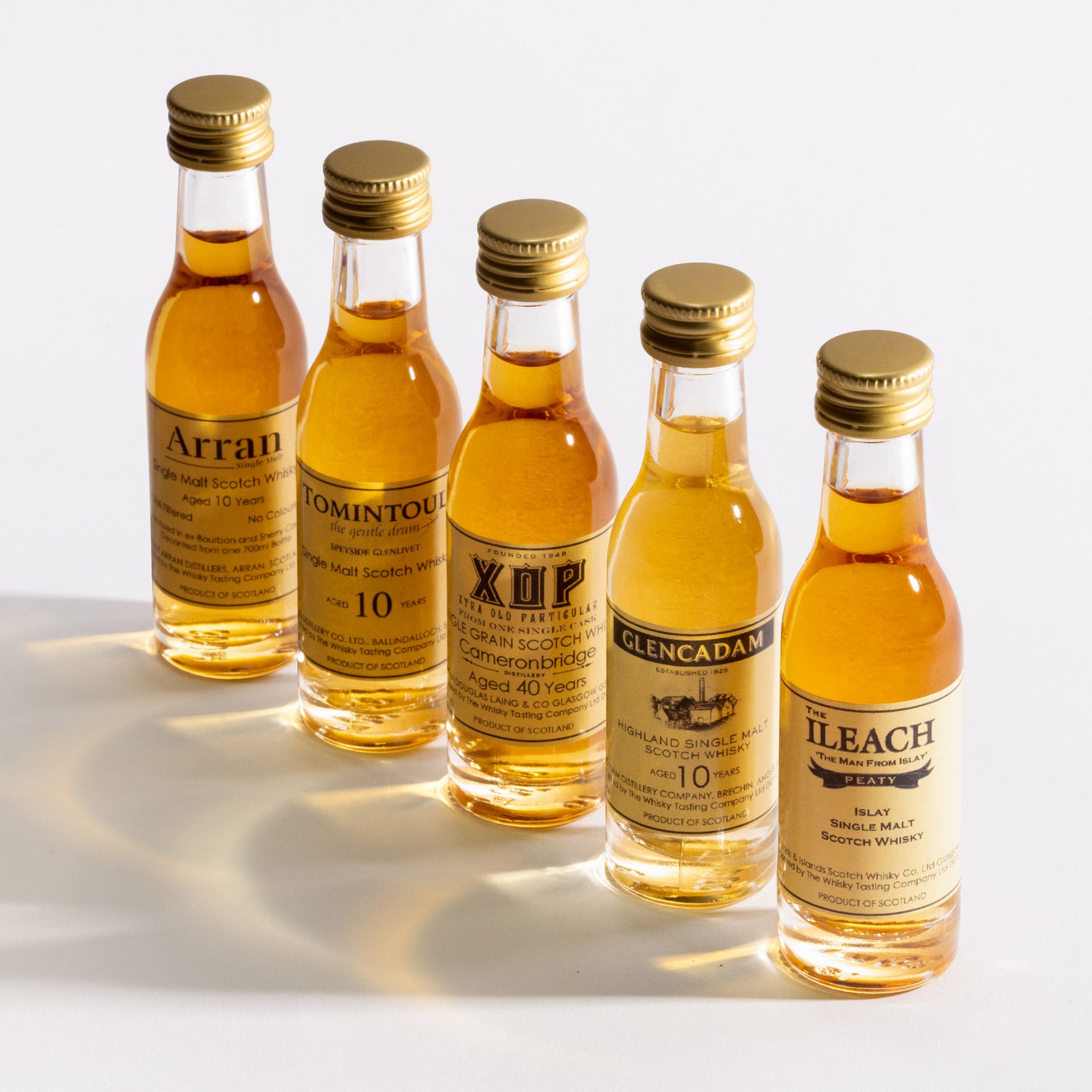 Set of whisky bottles for whisky subscription