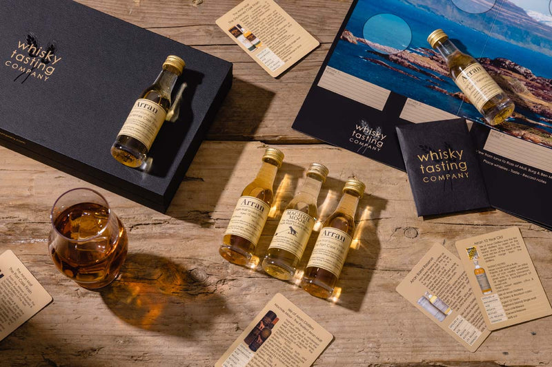 Arran malt whisky gift set with 5 miniature Arran single malt Scotch whiskies